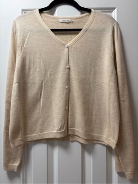 Light Cream V-Neck Button Sweater